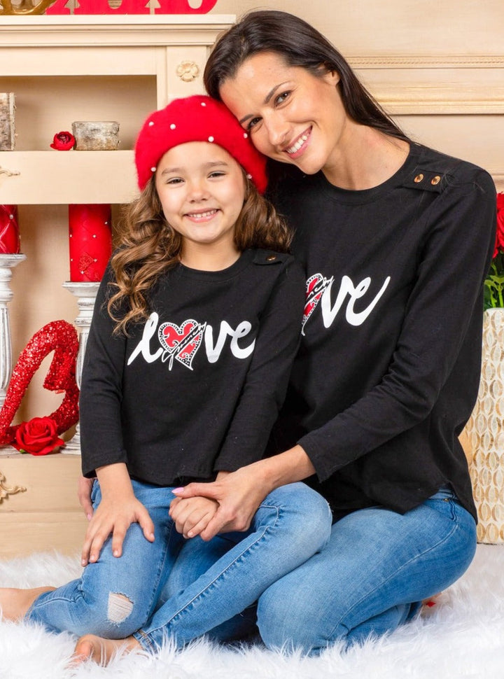 Mommy and Me Matching Tops | Love Long Sleeve Top - Mia Belle Girls