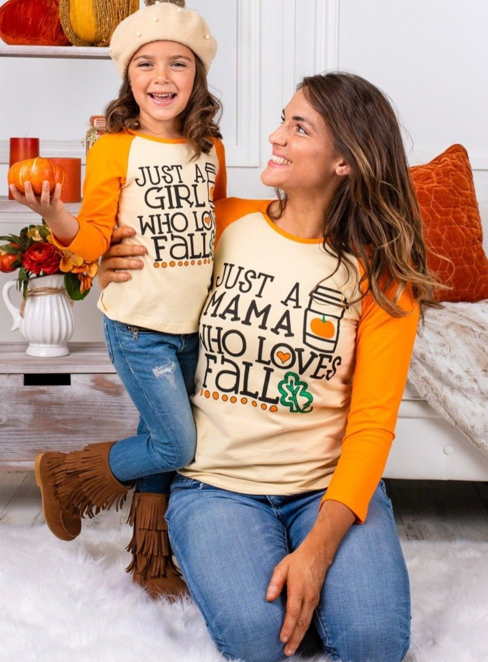 Mommy and Me Matching Tops | Love Fall Raglan Tops | Mia Belle Girls 