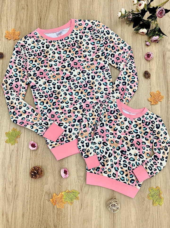 Mommy & Me Matching Long Sleeve Pastel Leopard Top | Mia Belle Girls