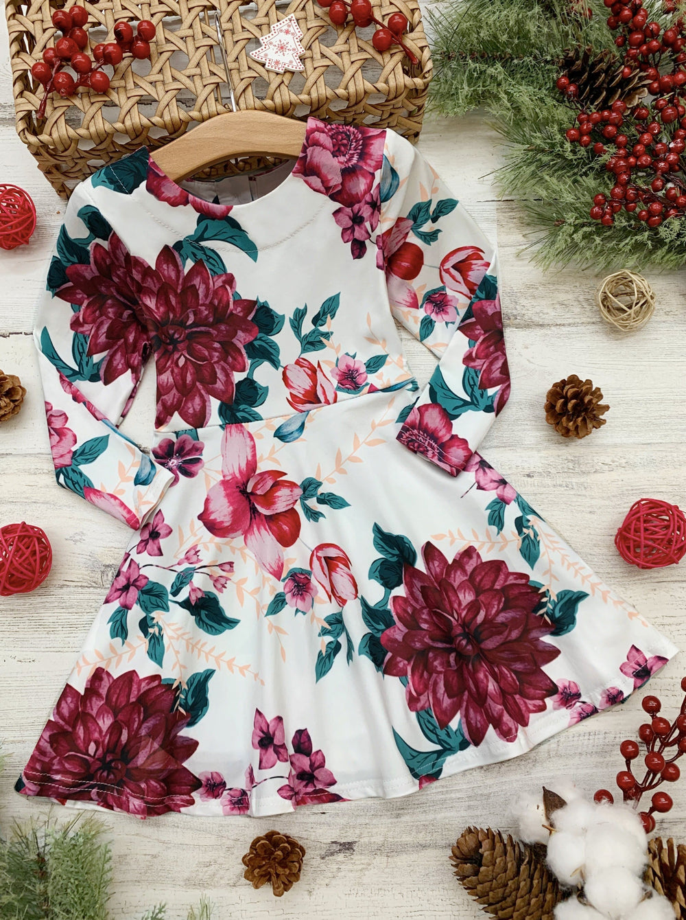 Cute Dresses For Girls | Long Sleeve Floral Dress | Mia Belle Girls