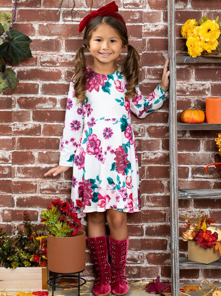 Cute Dresses For Girls | Long Sleeve Floral Dress | Mia Belle Girls