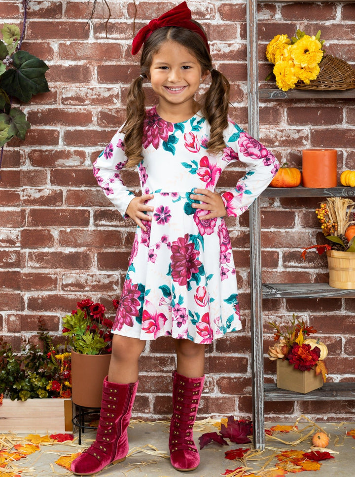 Cute Dresses For Girls | Long Sleeve Floral Dress | Mia Belle Girls