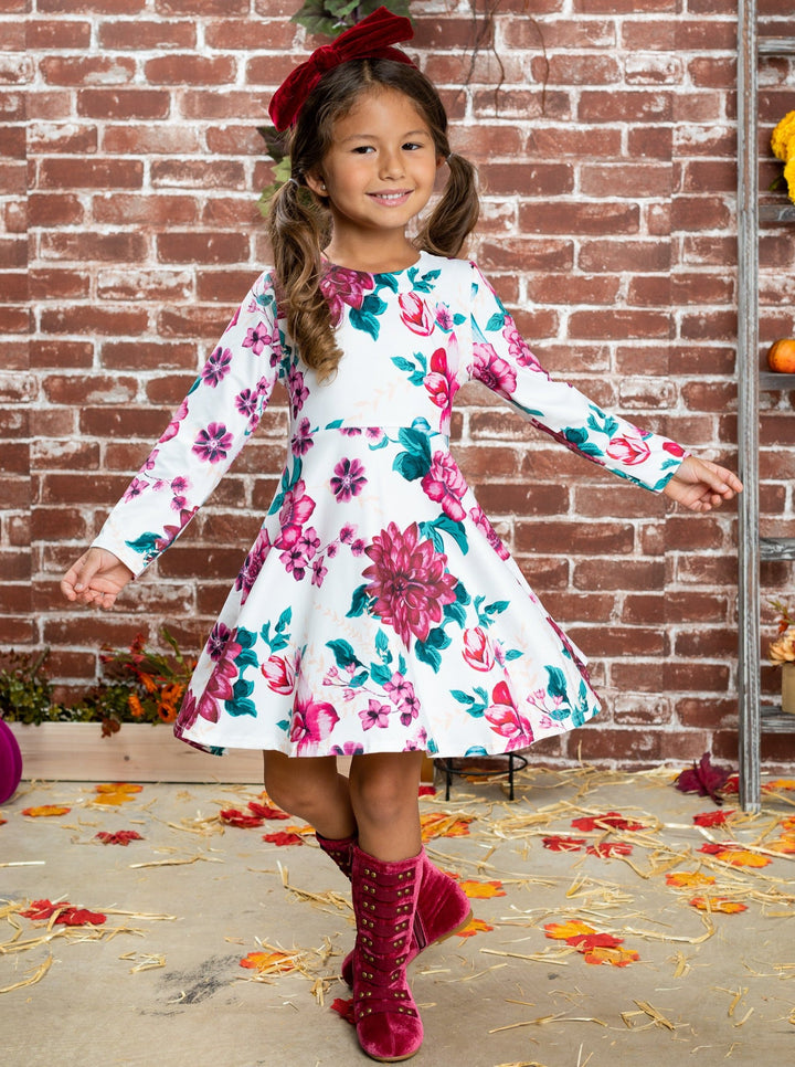 Cute Dresses For Girls | Long Sleeve Floral Dress | Mia Belle Girls