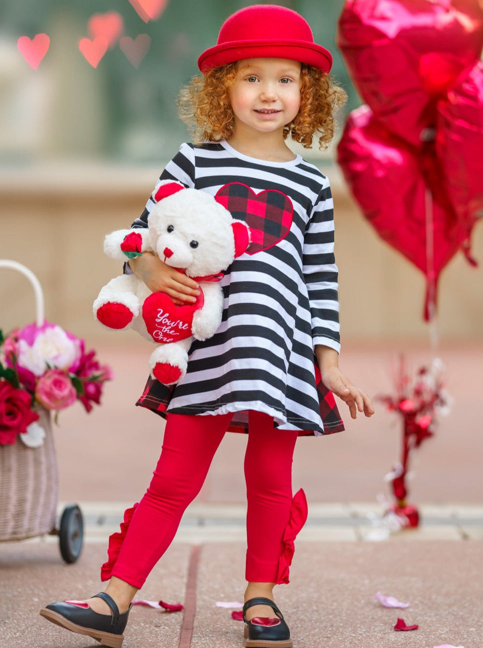 Kids Valentine's Clothes | Girls Dual Pattern Tunic & Legging Set