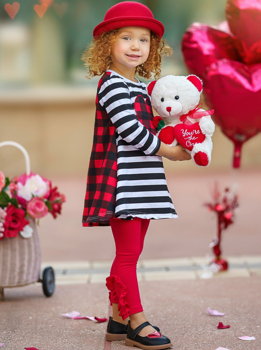 Kids Valentine's Clothes | Girls Dual Pattern Tunic & Legging Set