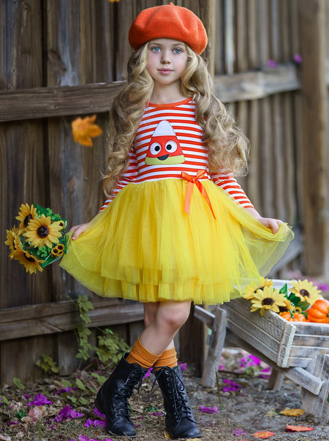 Girls Halloween Apparel | Candy Corn Tutu Dress - Mia Belle Girls