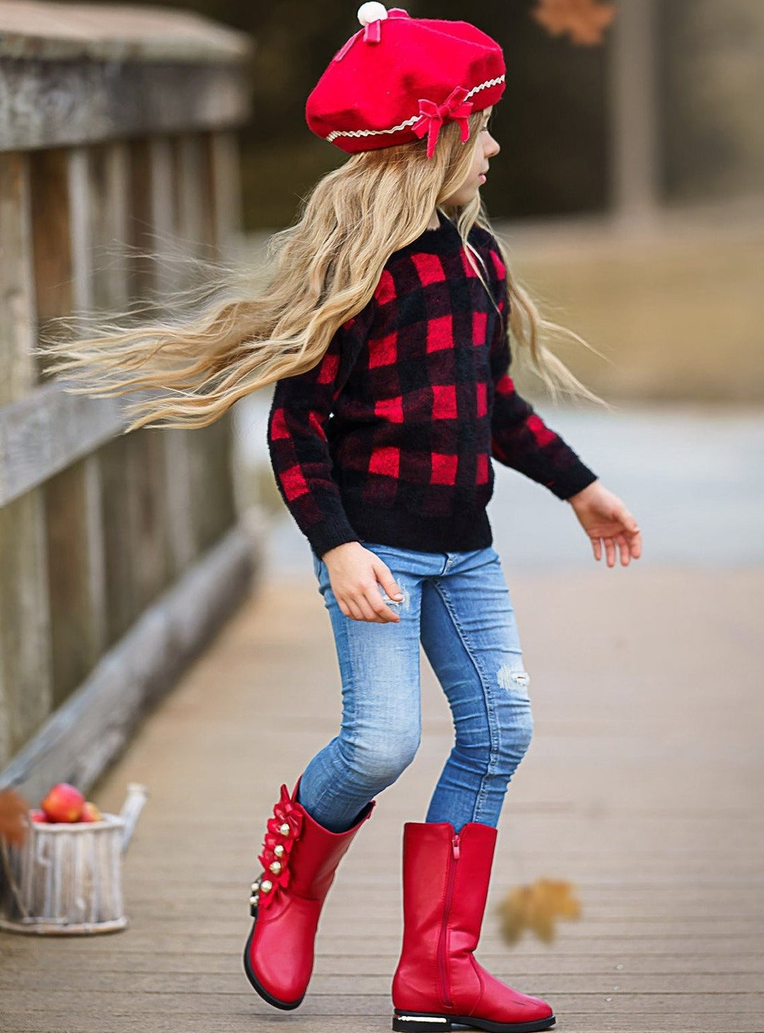 Kids Sweaters & Cardigans | Plaid Fuzzy Sweater | Mia Belle Girls