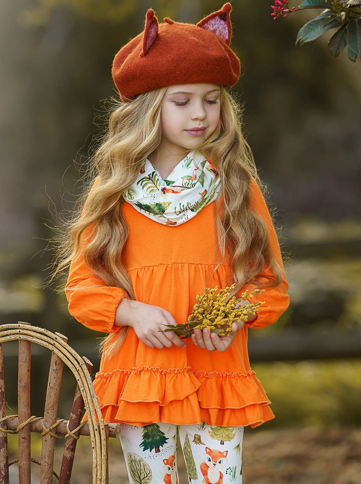 Little Girls Fall Outfits | Tunic Scarf & Legging Set | Girls Boutique