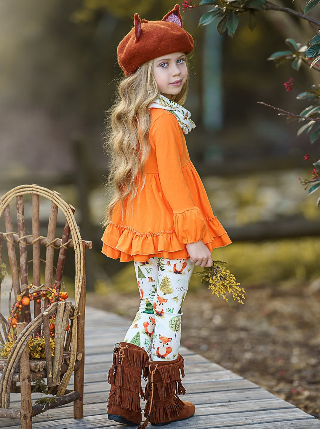 Little Girls Fall Outfits | Tunic Scarf & Legging Set | Girls Boutique