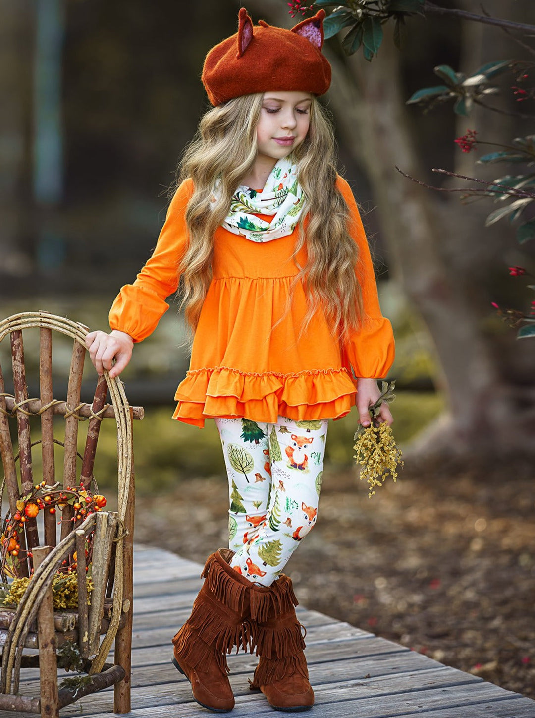 Little Girls Fall Outfits | Tunic Scarf & Legging Set | Girls Boutique