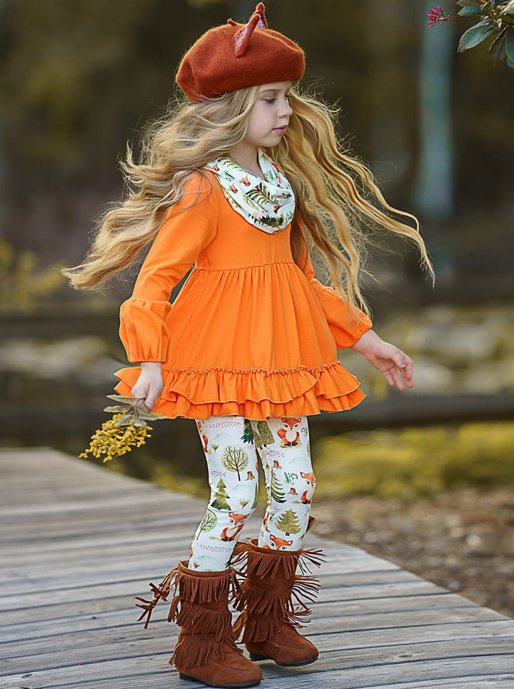 Little Girls Fall Outfits | Tunic Scarf & Legging Set | Girls Boutique