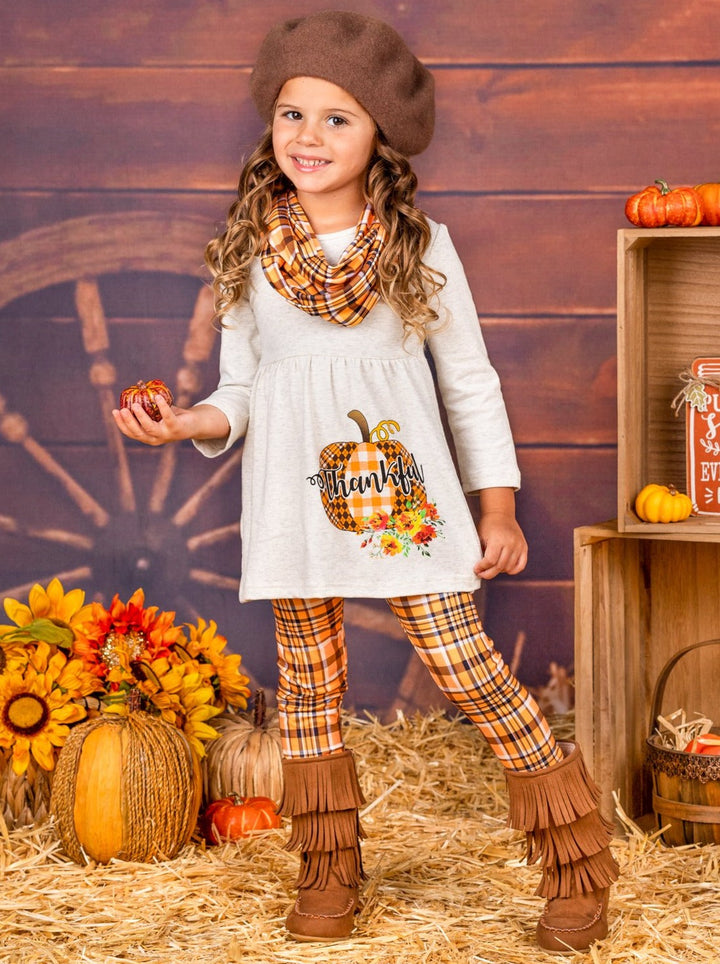 Girls Fall Outfit | Tunic, Leggings & Scarf Set - Mia Belle Girls