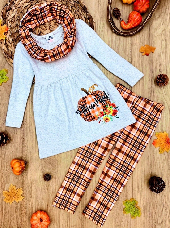 Girls Fall Outfit | Tunic, Leggings & Scarf Set - Mia Belle Girls