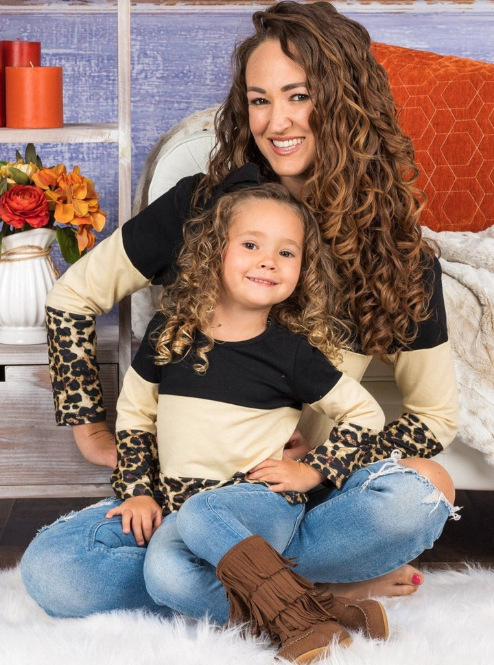 Mommy and Me Matching Tops | Leopard Print Colorblock Tops | Girls Clothes