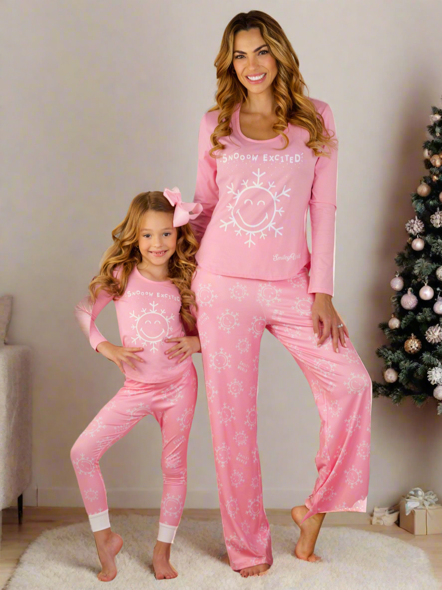 SmileyWorld Mommy & Me Pink Snowy Days Pajama Set