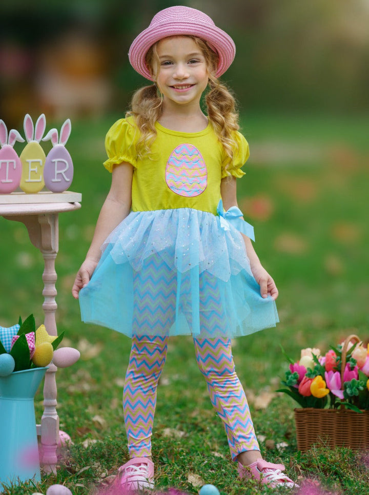 Mia Belle Girls Sequin Tutu Legging Set | Easter Casual Sets