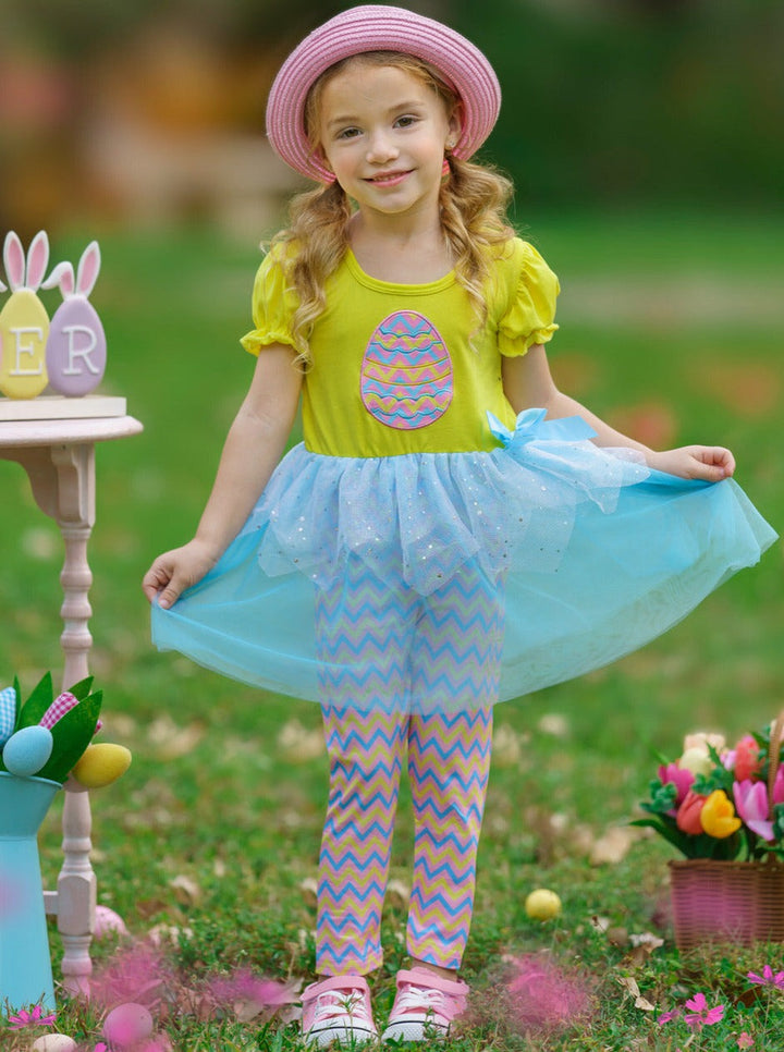 Mia Belle Girls Sequin Tutu Legging Set | Easter Casual Sets