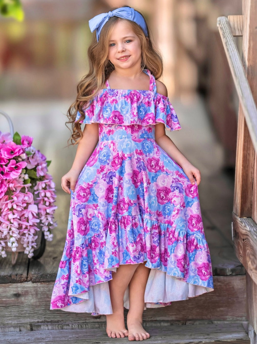 Radiant Roses Hi-Lo Ruffle Dress