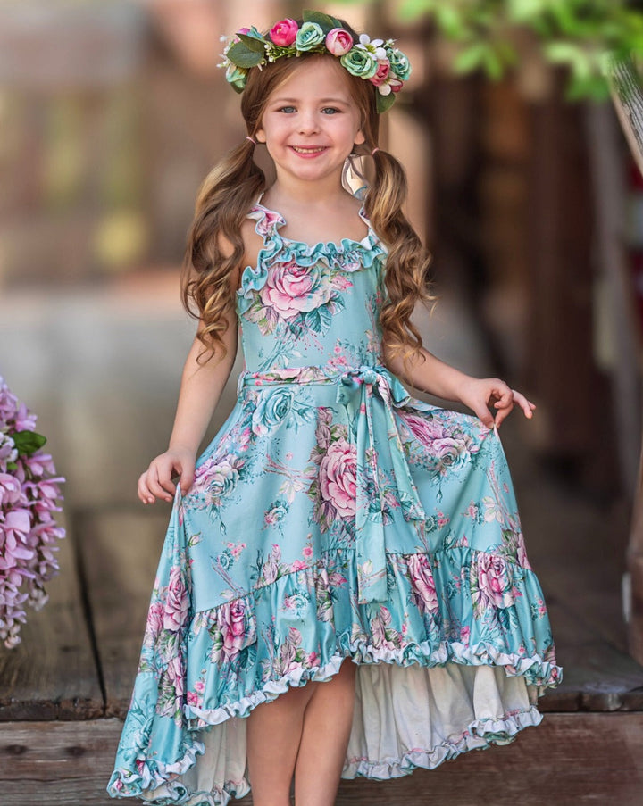 Secret Garden Rose Hi-Lo Ruffle Dress