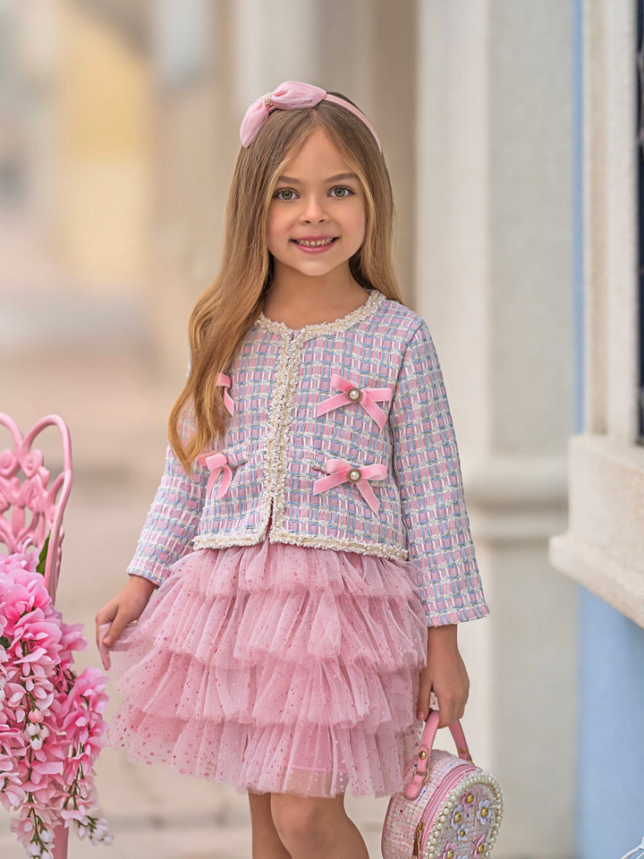 Preppy Ballet Tweed Blazer and Tutu Skirt Set