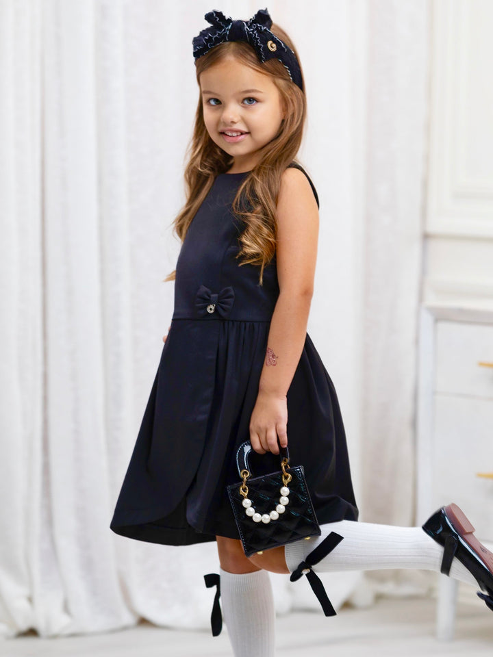 Schwarzes Uniformkleid mit Tulpensaum für Mädchen von Kids Couture