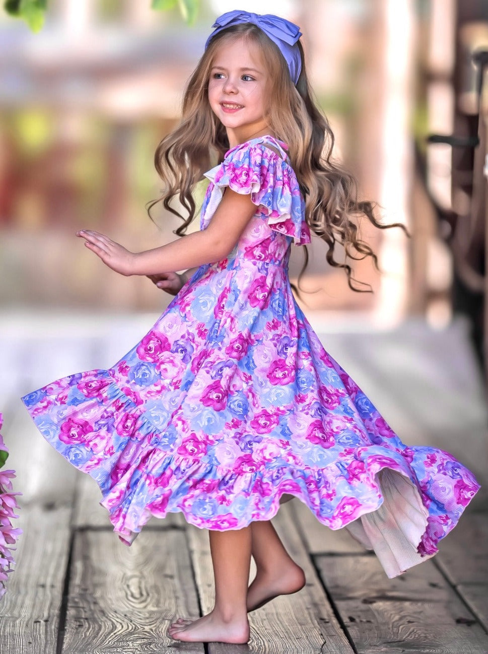 Radiant Roses Hi-Lo Ruffle Dress