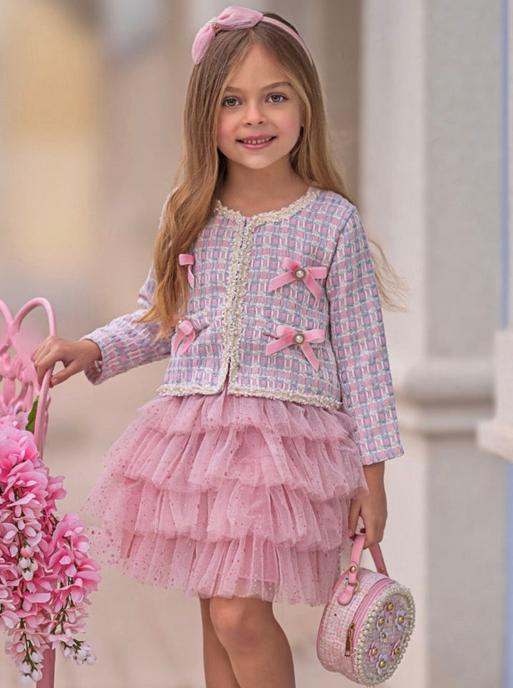 Preppy Ballet Tweed Blazer and Tutu Skirt Set