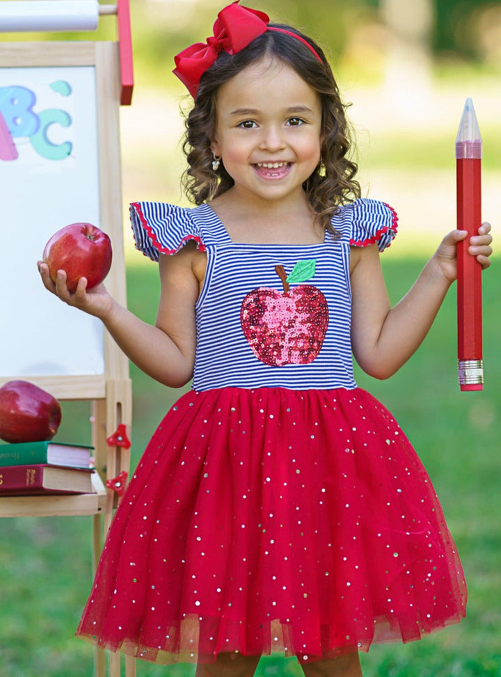 1st Day of School Clothes | Sequin Apple Tutu Dress | Mia Belle Girls