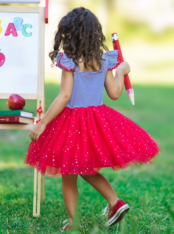 1st Day of School Clothes | Sequin Apple Tutu Dress | Mia Belle Girls