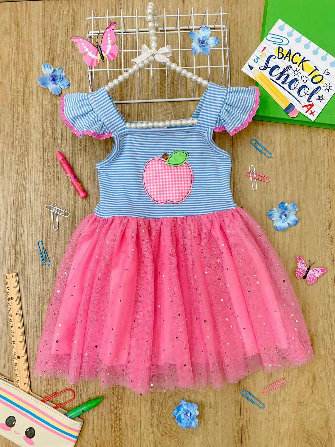 Mia Belle Girls | Apple Sparkle Tutu Dress | Back To School Dresses