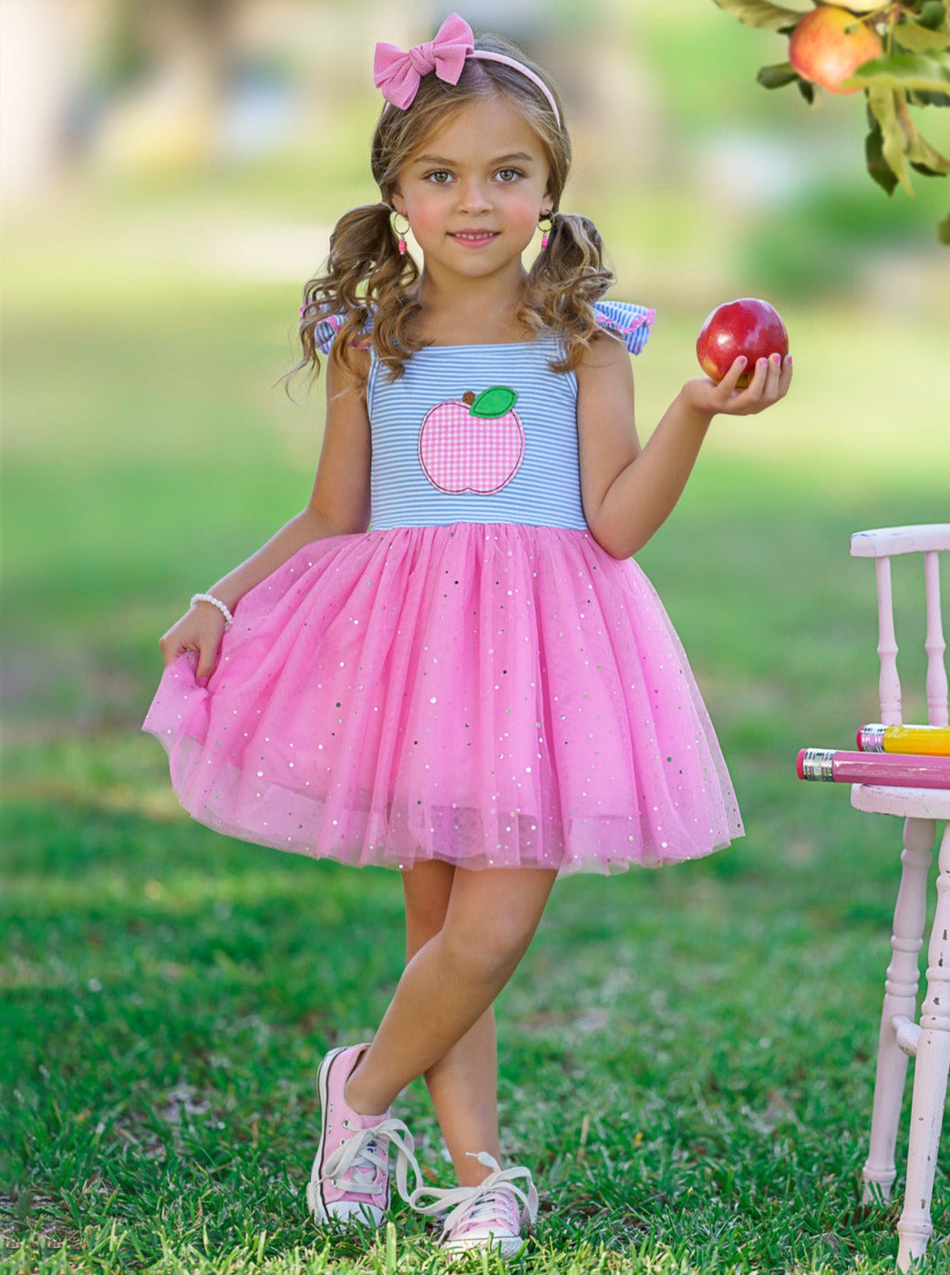 Mia Belle Girls | Apple Sparkle Tutu Dress | Back To School Dresses