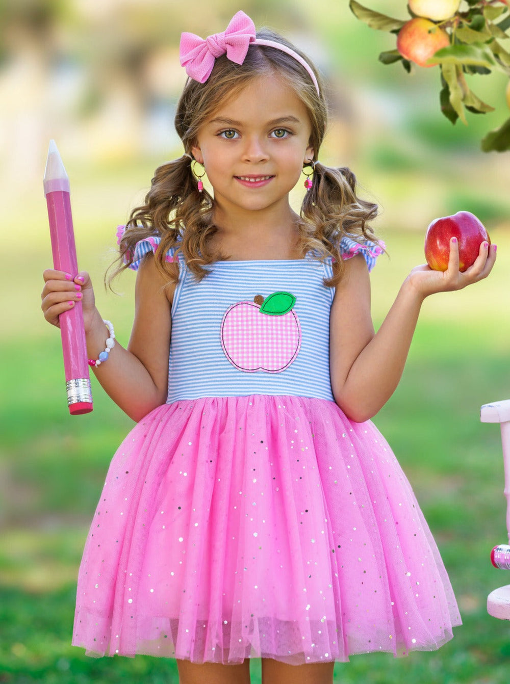 Mia Belle Girls | Apple Sparkle Tutu Dress | Back To School Dresses