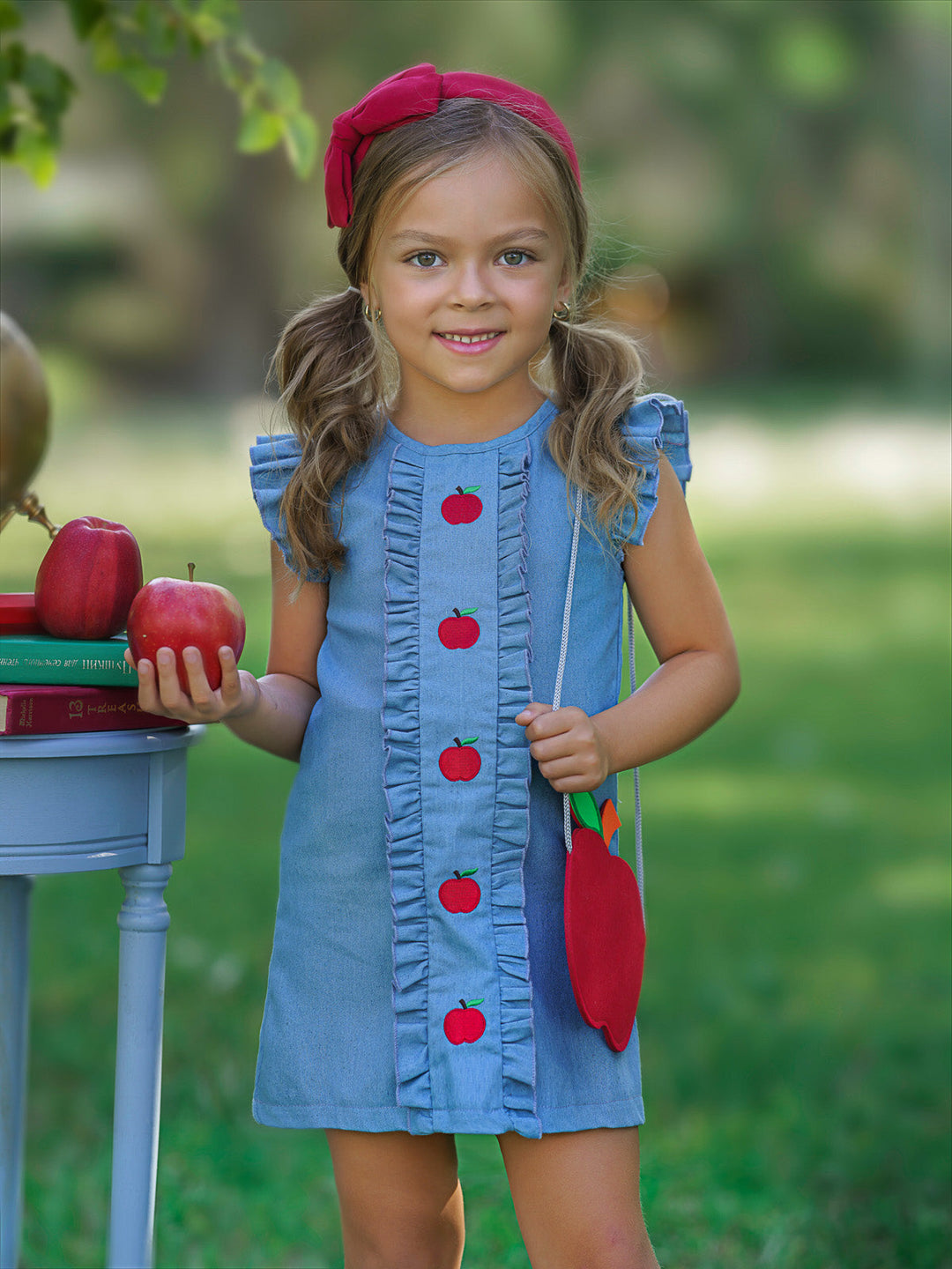 Mia Belle Girls Flutter Sleeve Denim Dress | Back To School Outfits