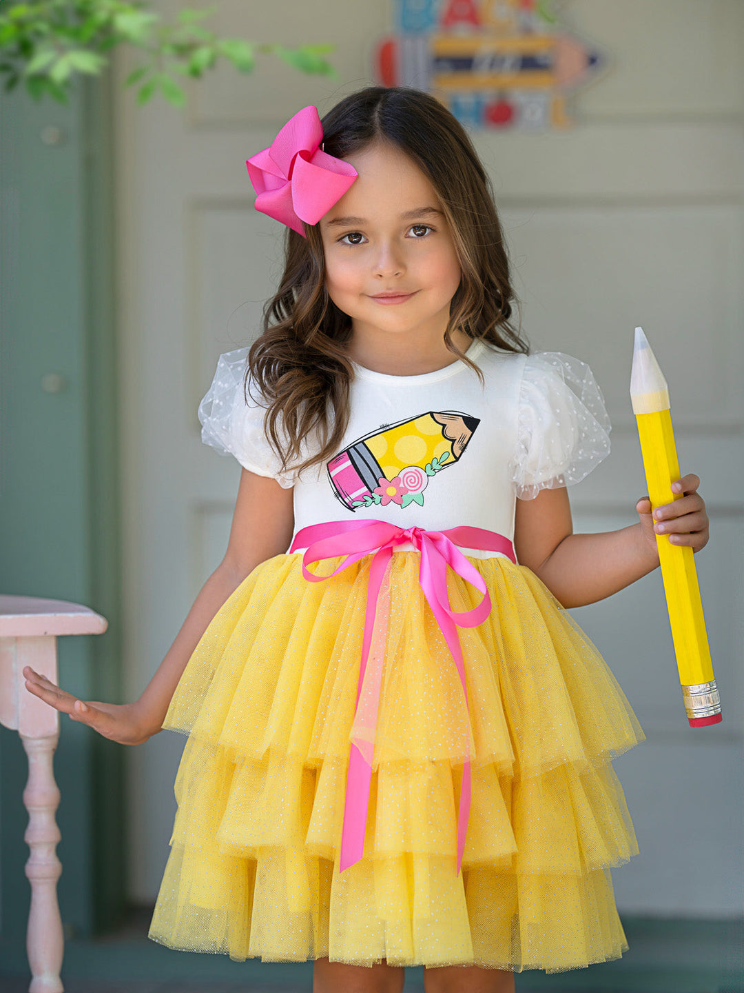 Mia Belle Girls Puff Sleeve Tutu Dress | Back To School Dresses