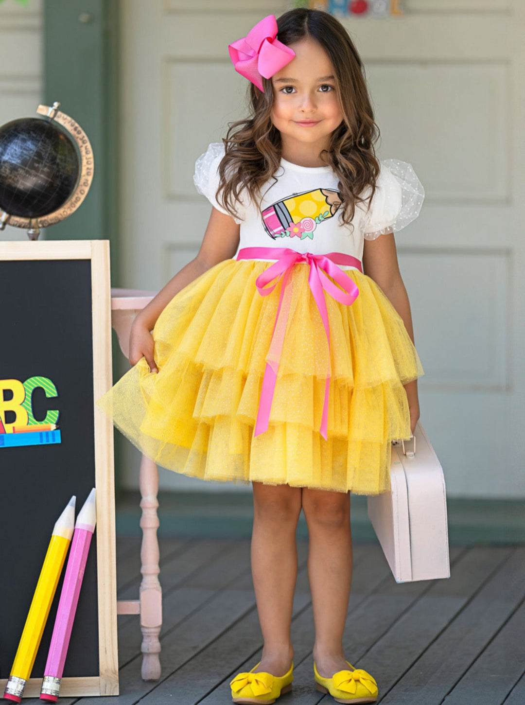 Mia Belle Girls Puff Sleeve Tutu Dress | Back To School Dresses