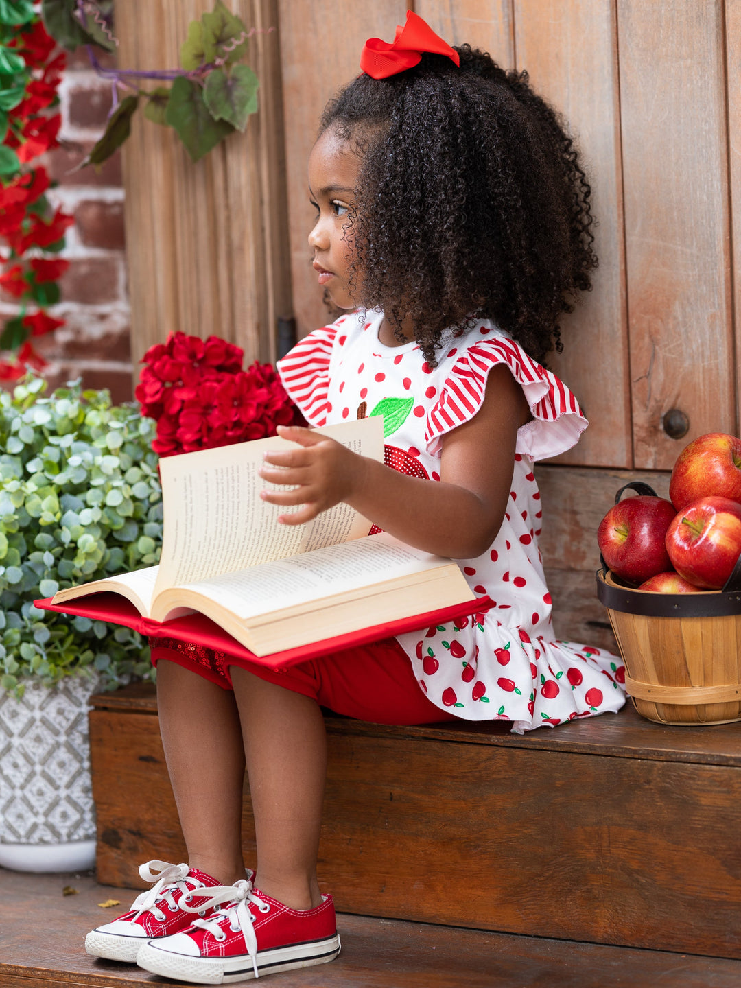 First Day of School | Sequin Apple Top & Legging Set | Mia Belle Girls