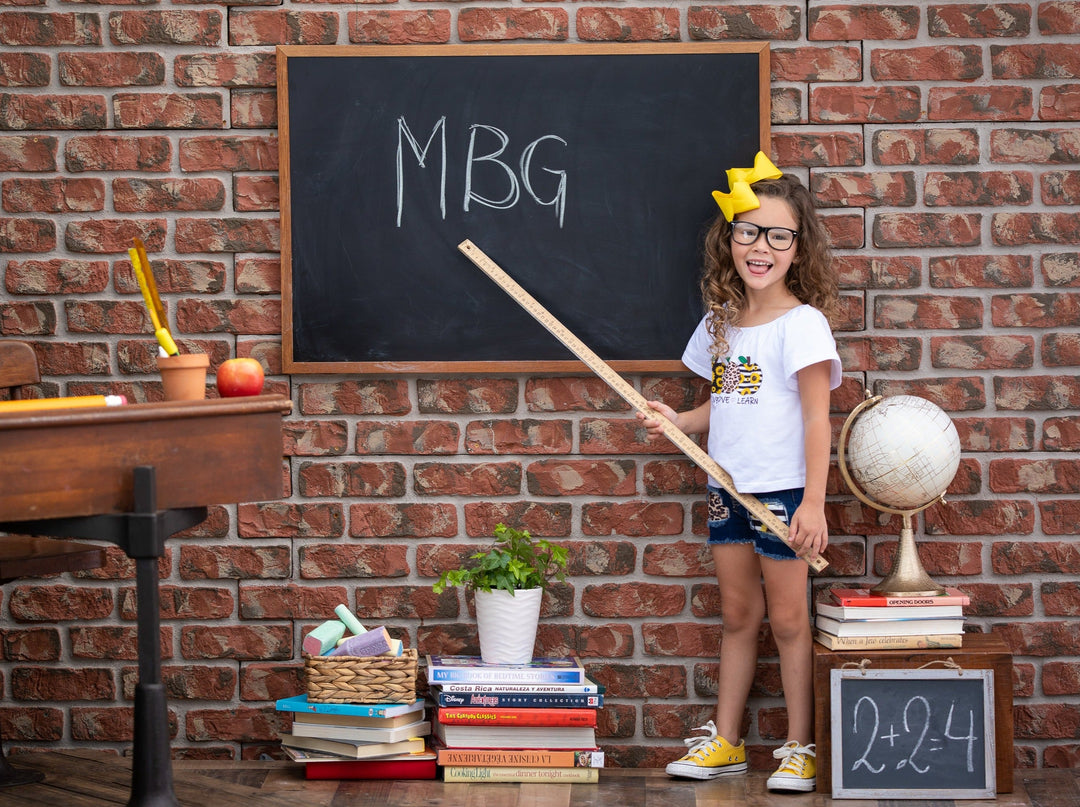 First Day of School | Top & Patched Denim Shorts Set | Mia Belle Girls