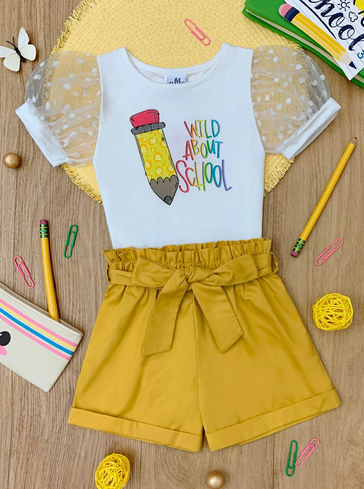 Mia Belle Girls Paperbag Short Set | Back To School Outfits