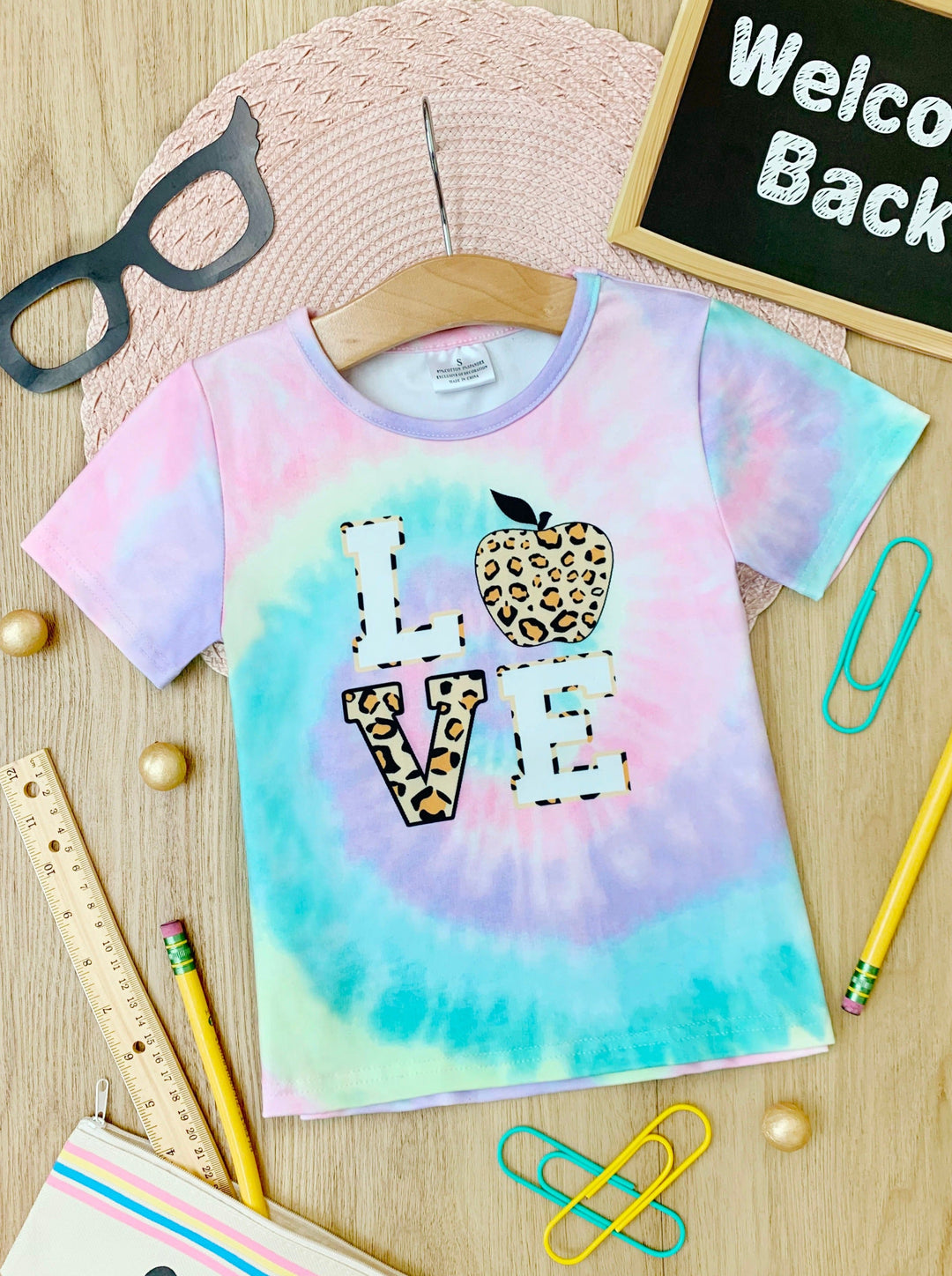 First Day of School | Love Leopard Tie Dye Top | Mia Belle Girls