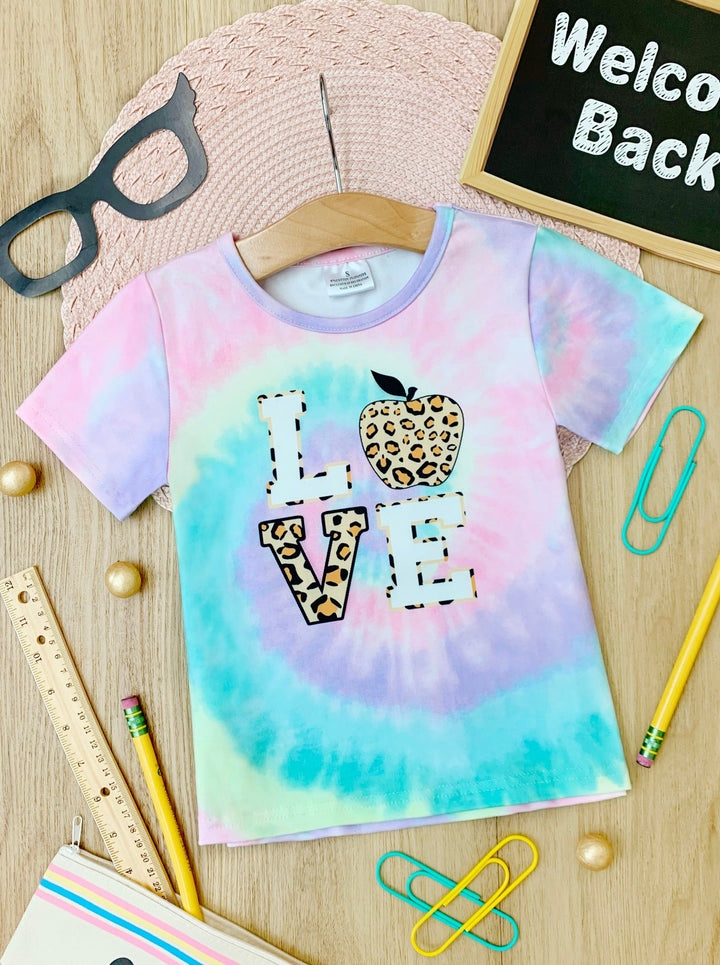 First Day of School | Love Leopard Tie Dye Top | Mia Belle Girls