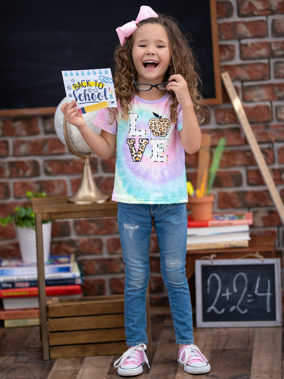 First Day of School | Love Leopard Tie Dye Top | Mia Belle Girls