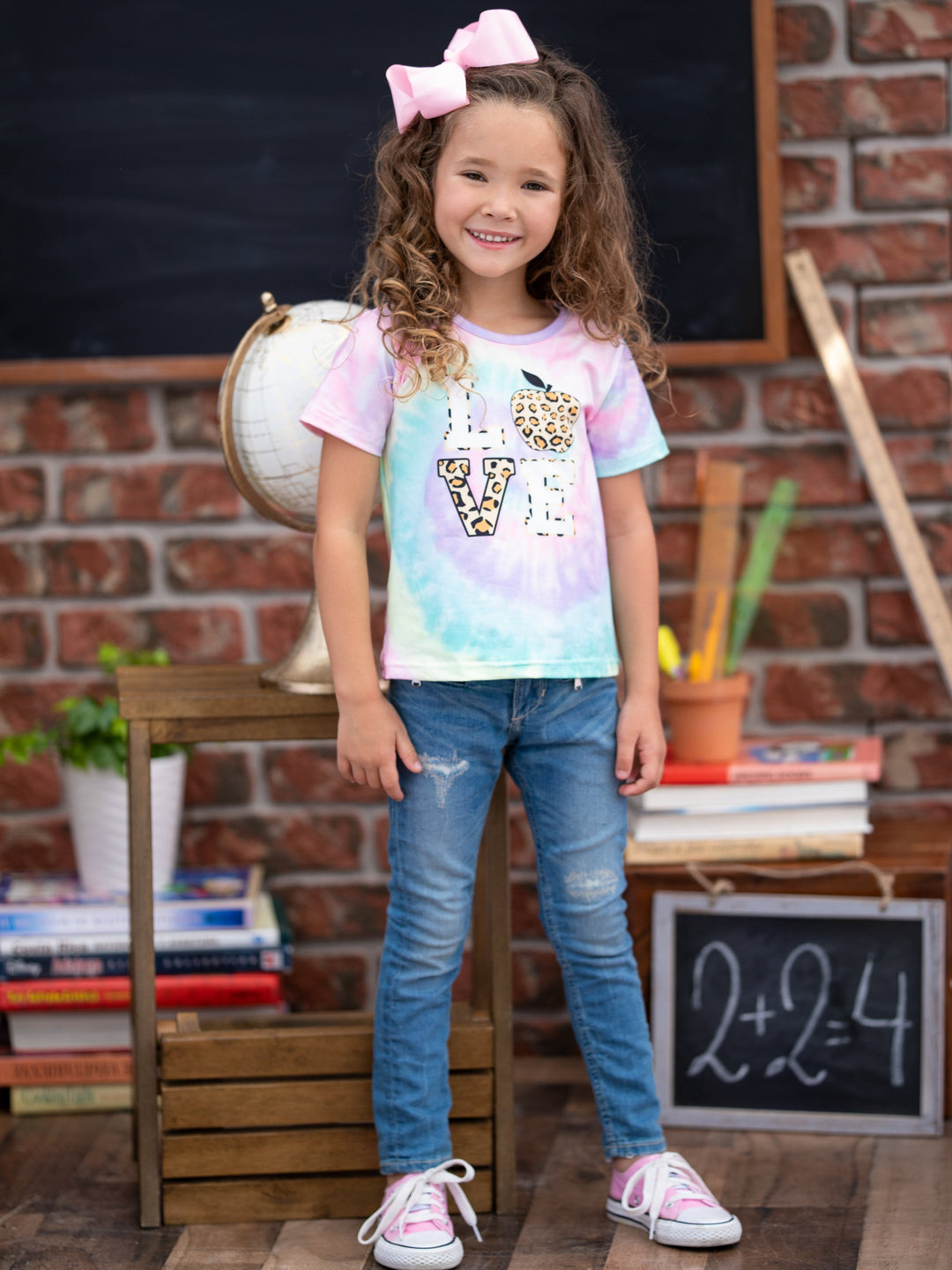 First Day of School | Love Leopard Tie Dye Top | Mia Belle Girls