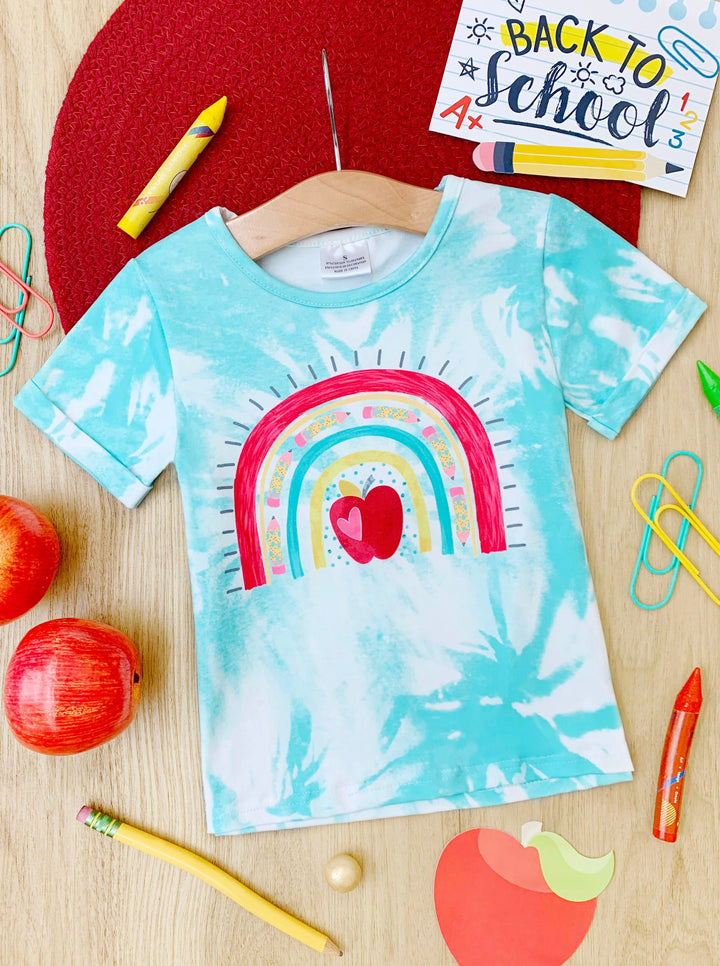 Back To School | Girls Tie Dye Rainbow Graphic Top | Mia Belle Girls