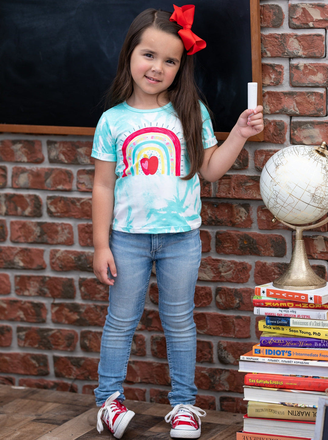 Back To School | Girls Tie Dye Rainbow Graphic Top | Mia Belle Girls