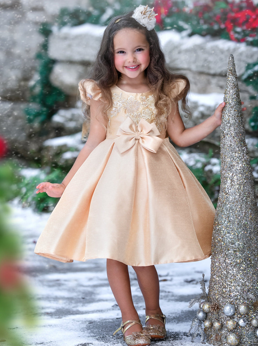 Girls Winter Formal Dress | Embroidered Holiday Dress | Mia Belle Girls