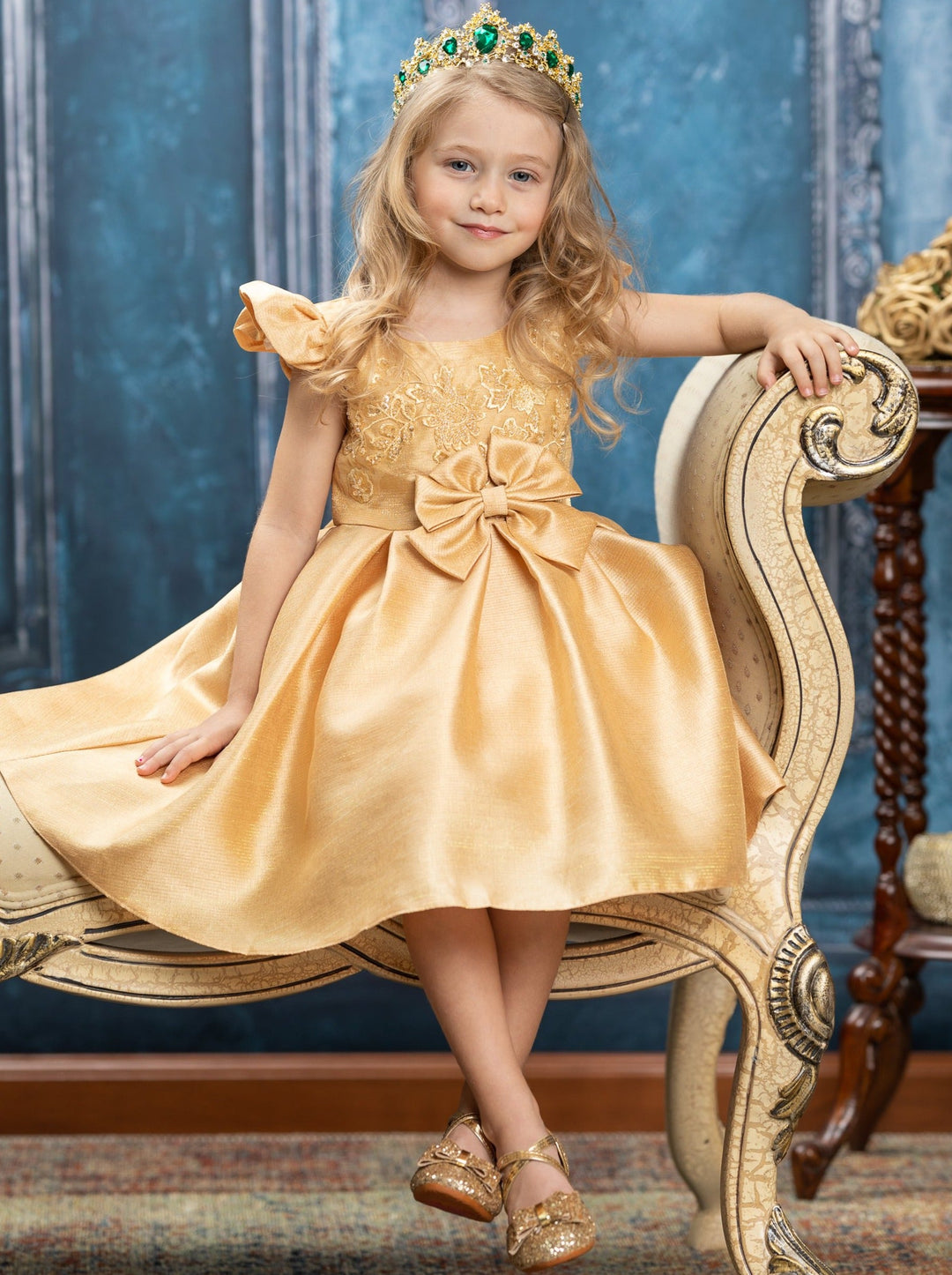 Girls Winter Formal Dress | Embroidered Holiday Dress | Mia Belle Girls