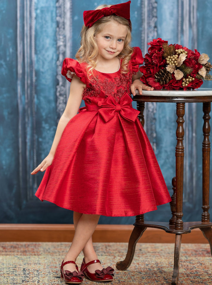 Girls Winter Formal Dress | Embroidered Holiday Dress | Mia Belle Girls