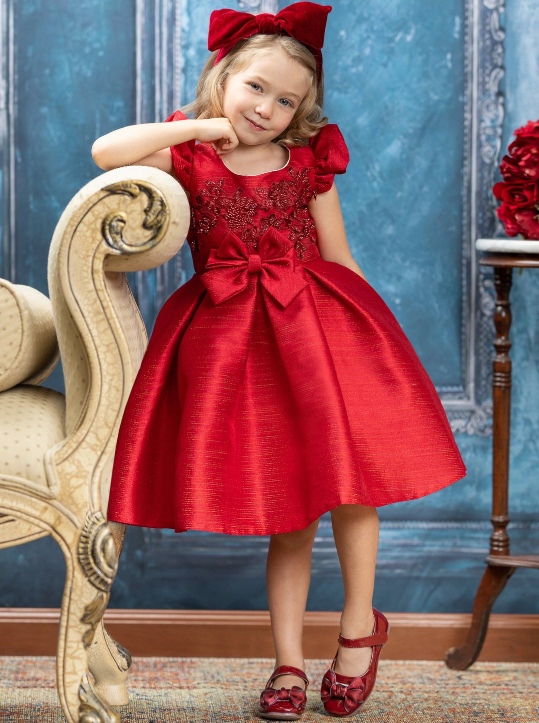 Girls Winter Formal Dress | Embroidered Holiday Dress | Mia Belle Girls