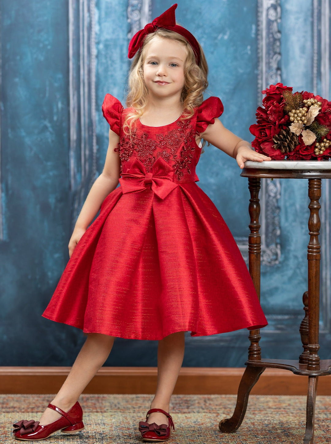 Girls Winter Formal Dress | Embroidered Holiday Dress | Mia Belle Girls