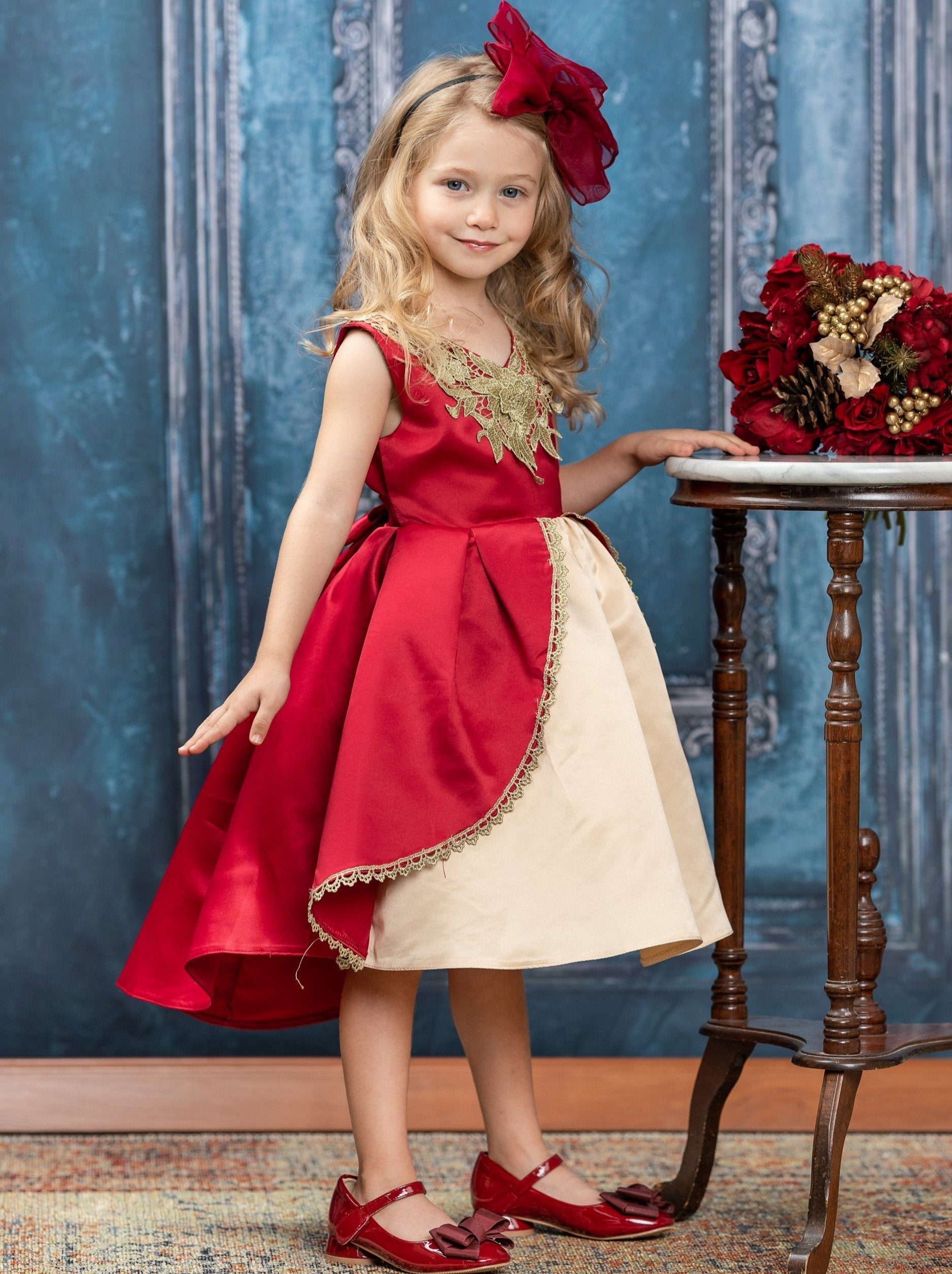 Lovely Night Red Embroidered Holiday Dress Mia Belle Girls